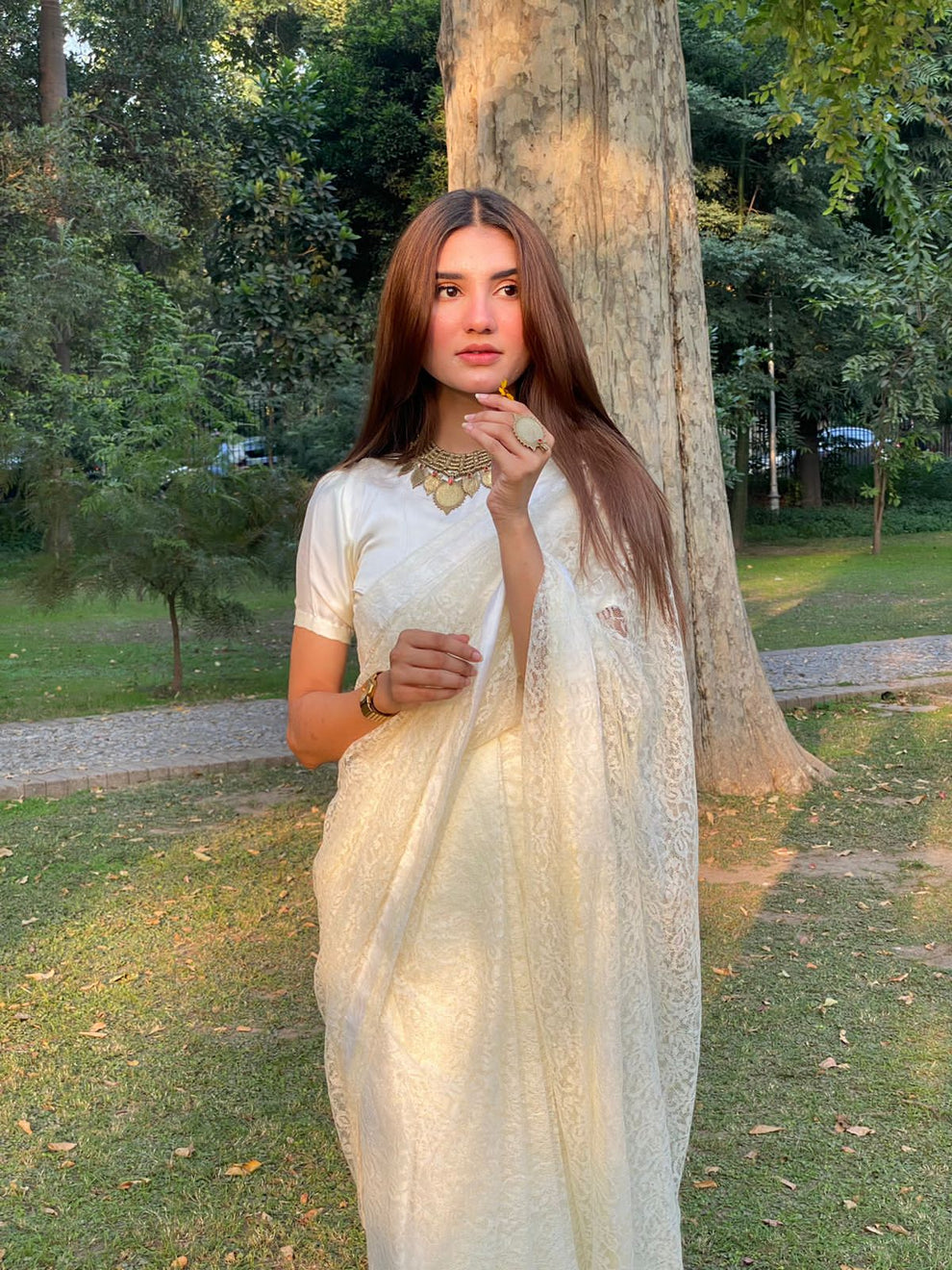 Floral Net Saree