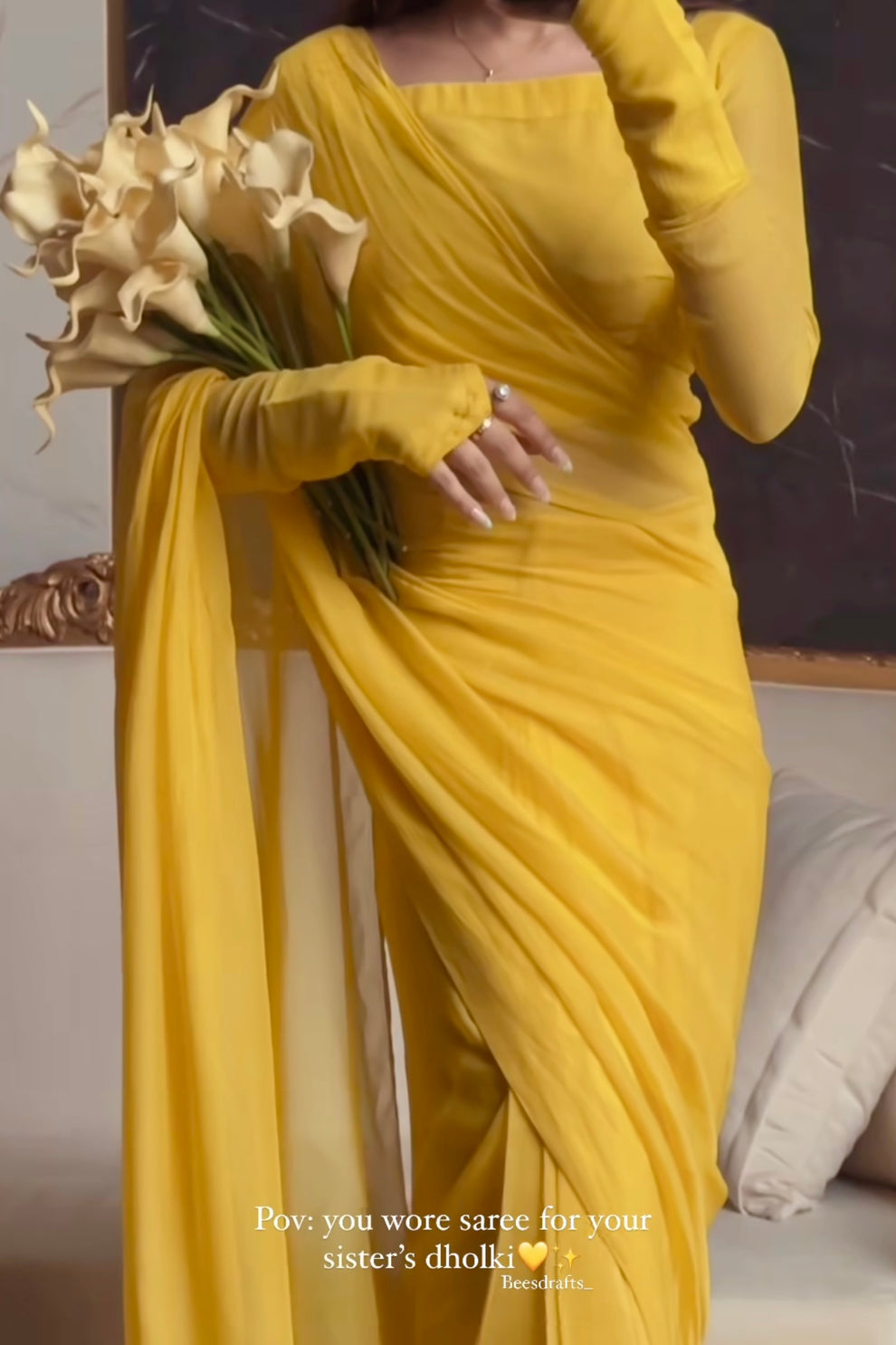 Lemon Colour Saree