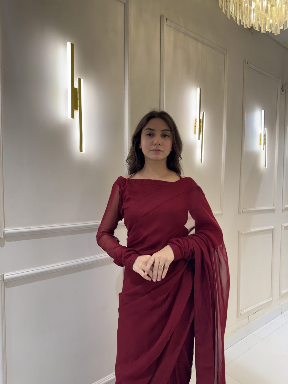 Stitched Chiffon Saree