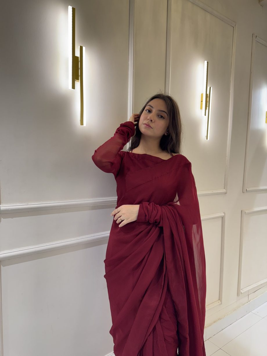 Stitched Chiffon Saree