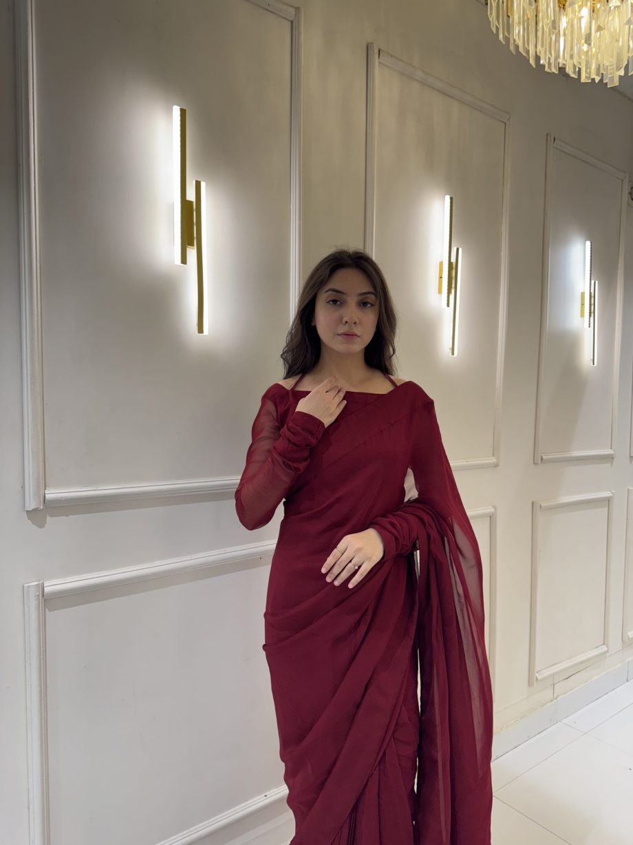 Stitched Chiffon Saree