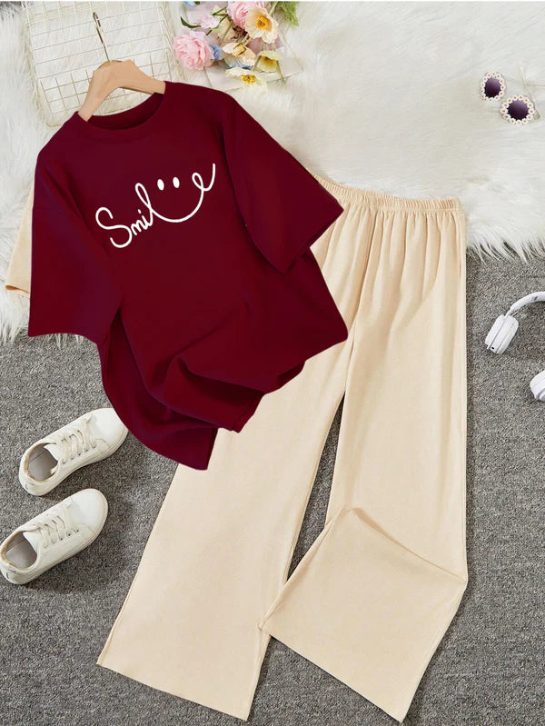 MAROON T-SHIRT SMILE