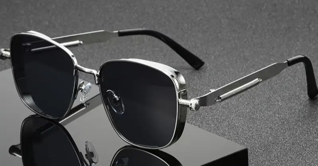 Retro Steampunk Silvery Square Metal Frame Glasses