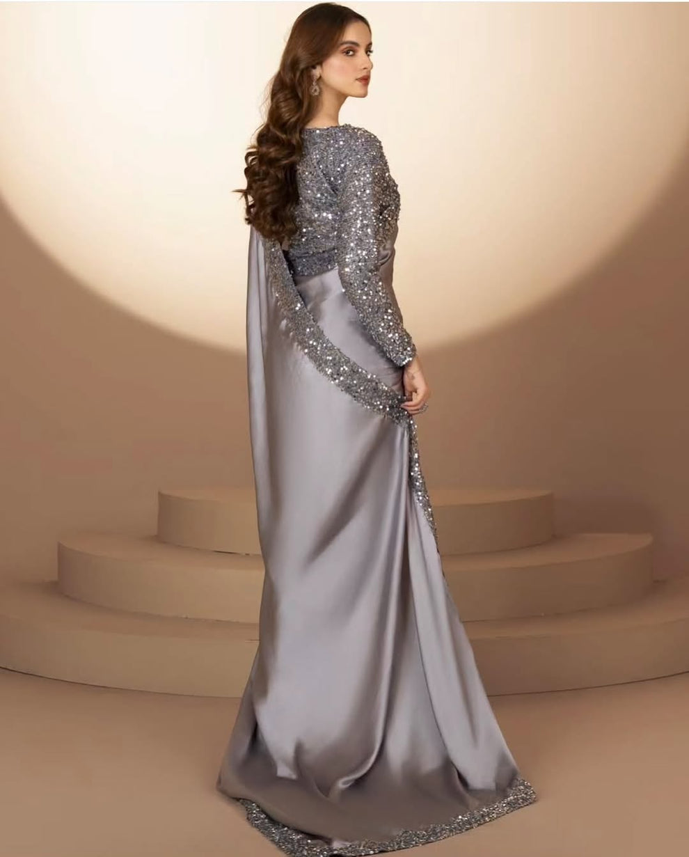 Stitched Moonlight Silk Saree