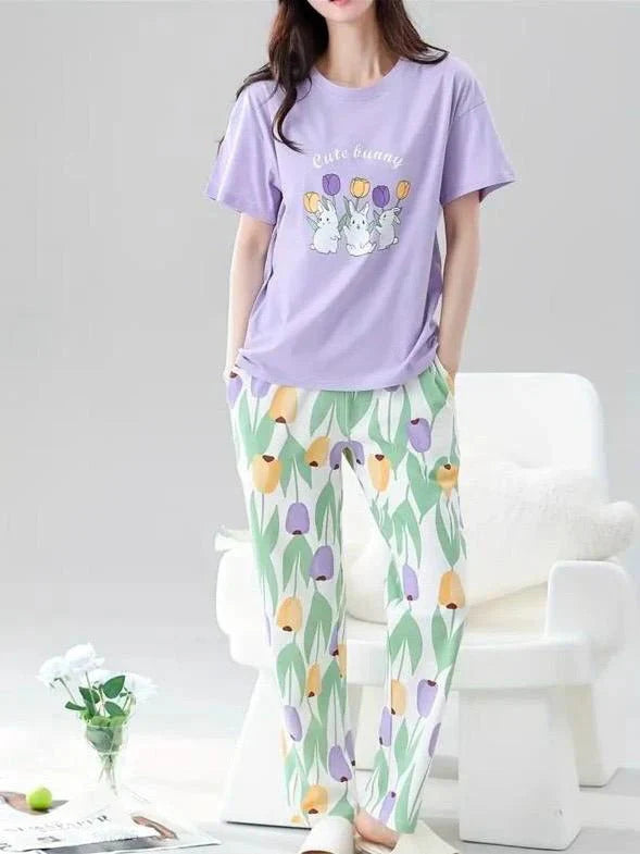 Lilac Bunny Printed PJ Set