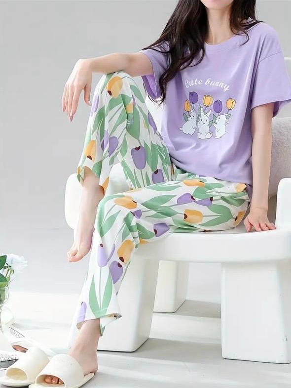 Lilac Bunny Printed PJ Set