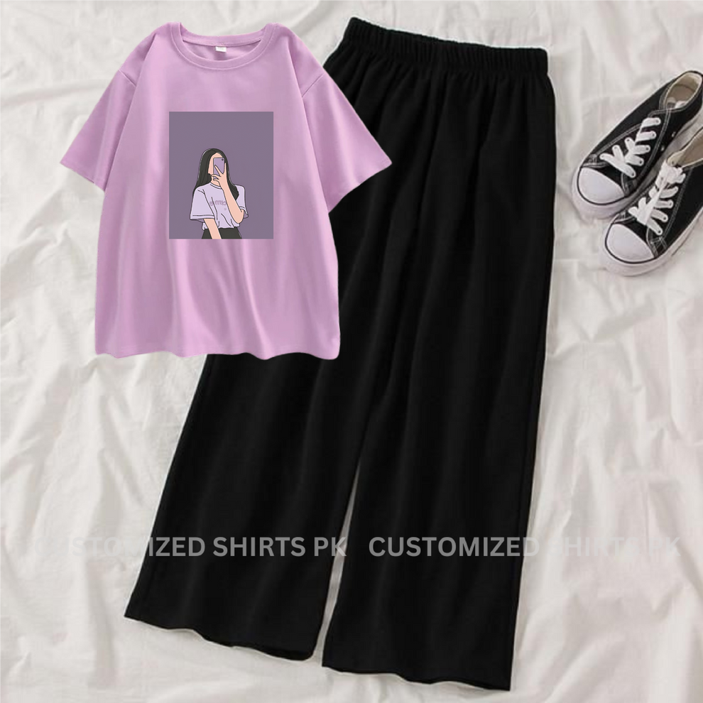 Casual Comfy T-Shirt & Wide-Leg Pants Set"