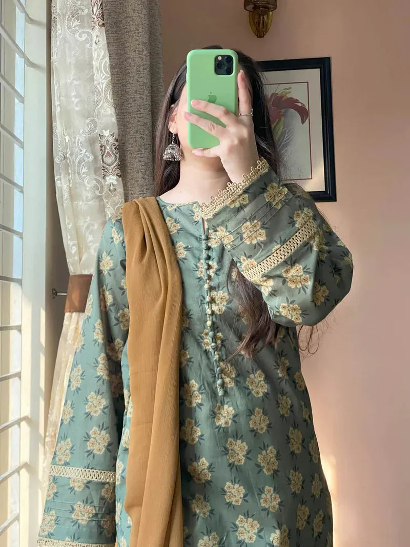 3PC LAWN PRINTED STITCHED SUIT