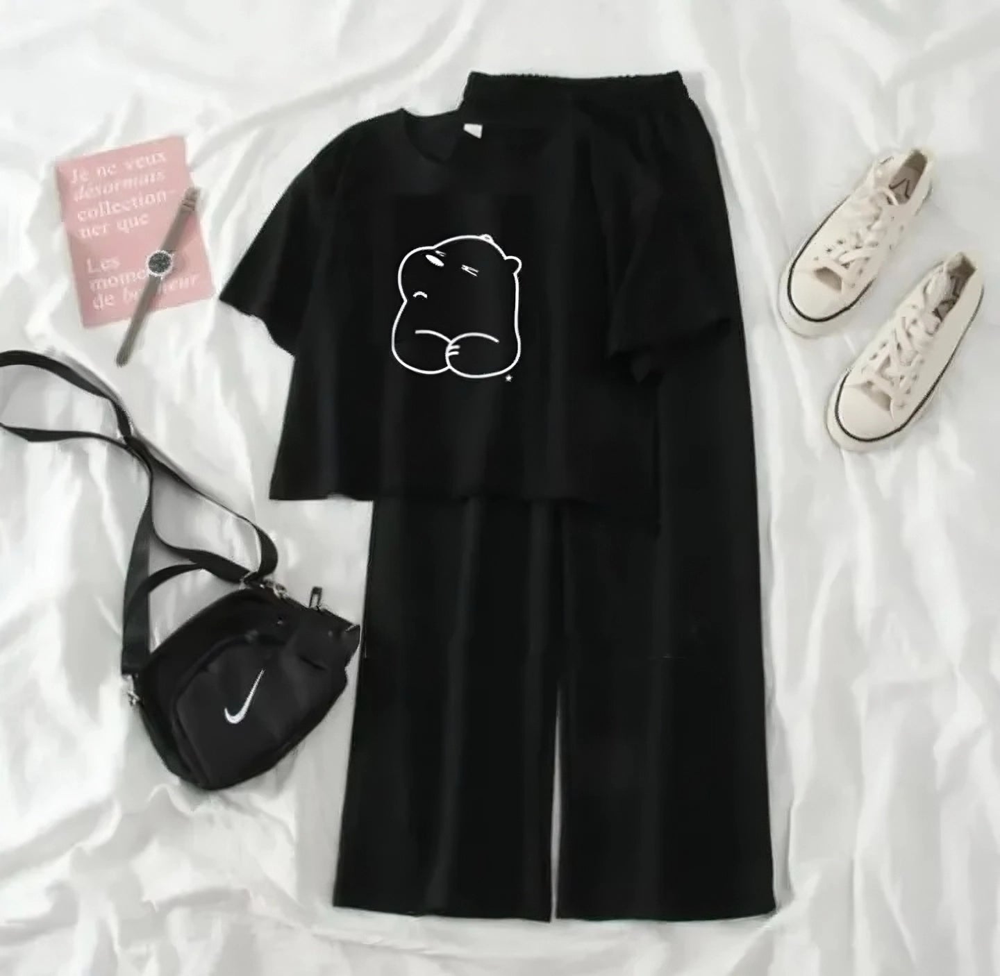 Printed Crop Tees With Flapper Half Sleeves Night Suit For Women And Girls