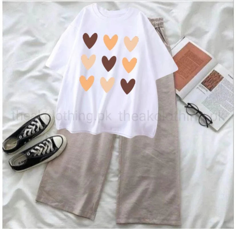 Casual Comfy T-Shirt & Wide-Leg Pants Set"