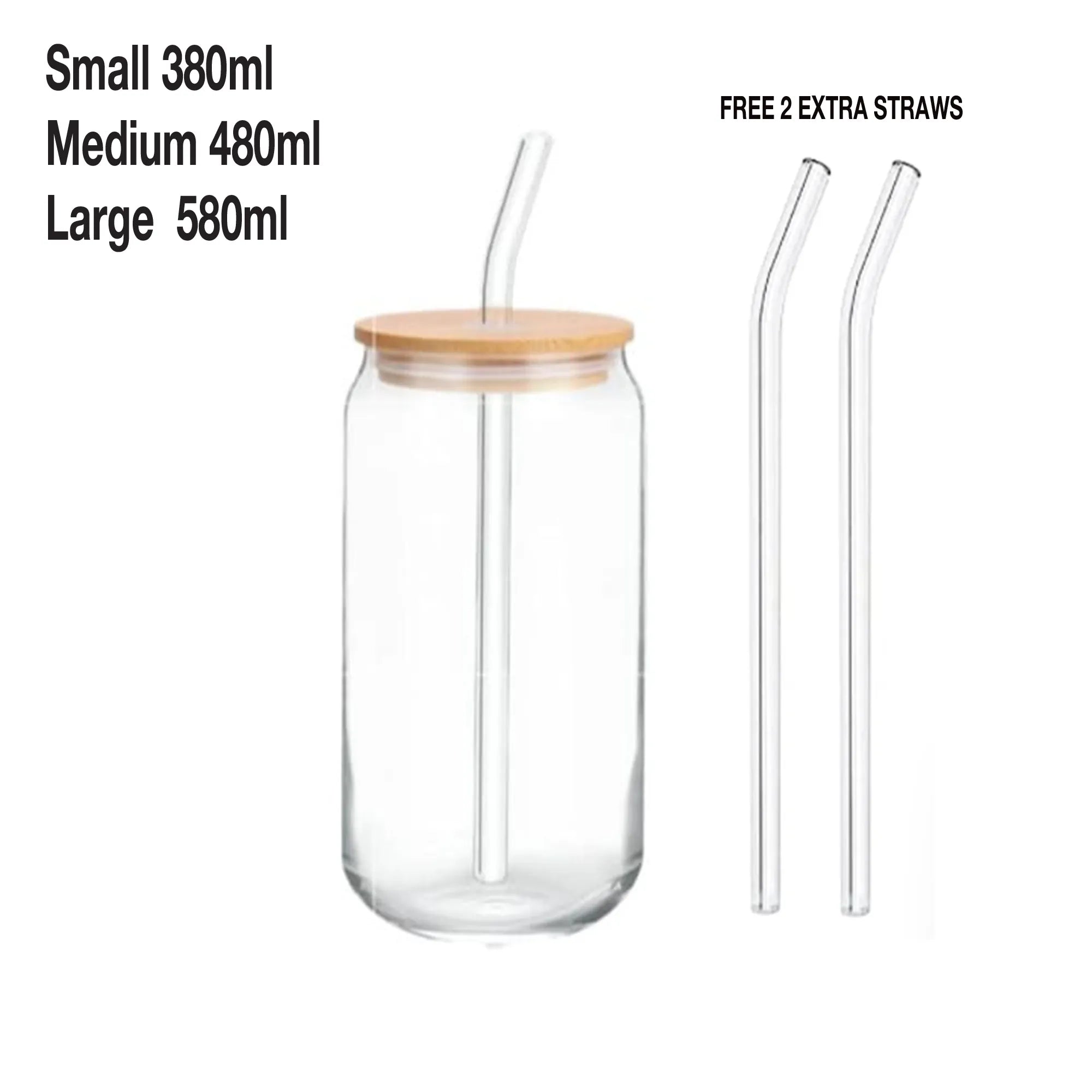 Round Glass Tumbler Can with Glass Straw and Lid