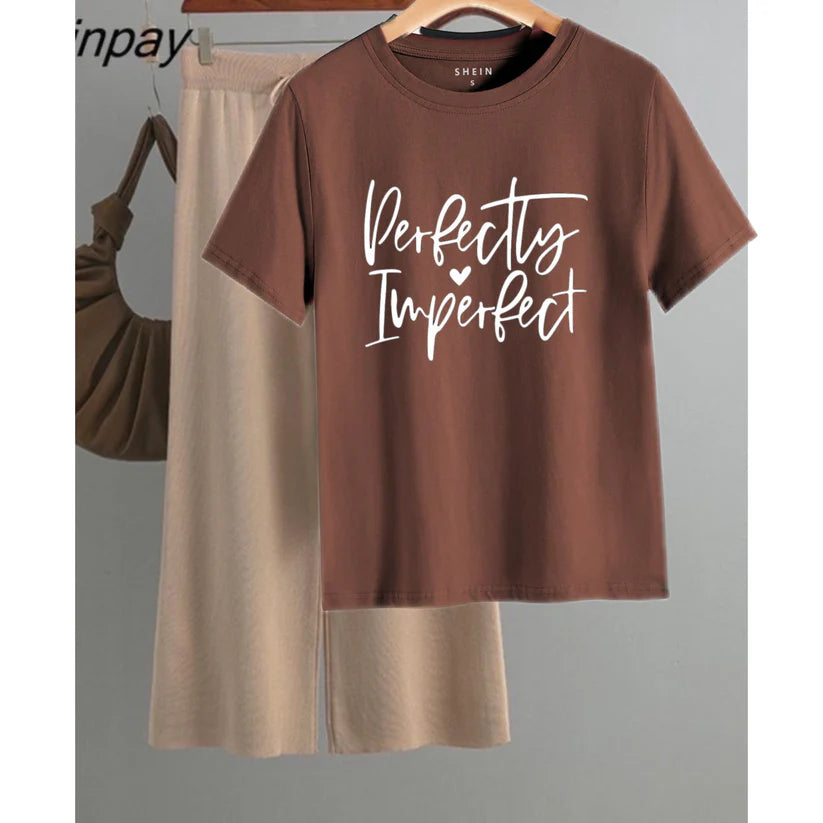 Casual Comfy T-Shirt & Wide-Leg Pants Set"