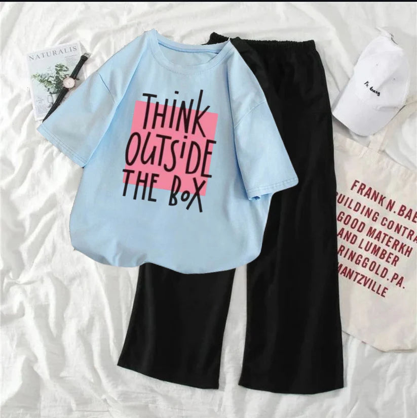 Casual Comfy T-Shirt & Wide-Leg Pants Set"