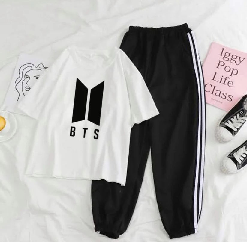 Casual Comfy T-Shirt & Wide-Leg Pants Set"