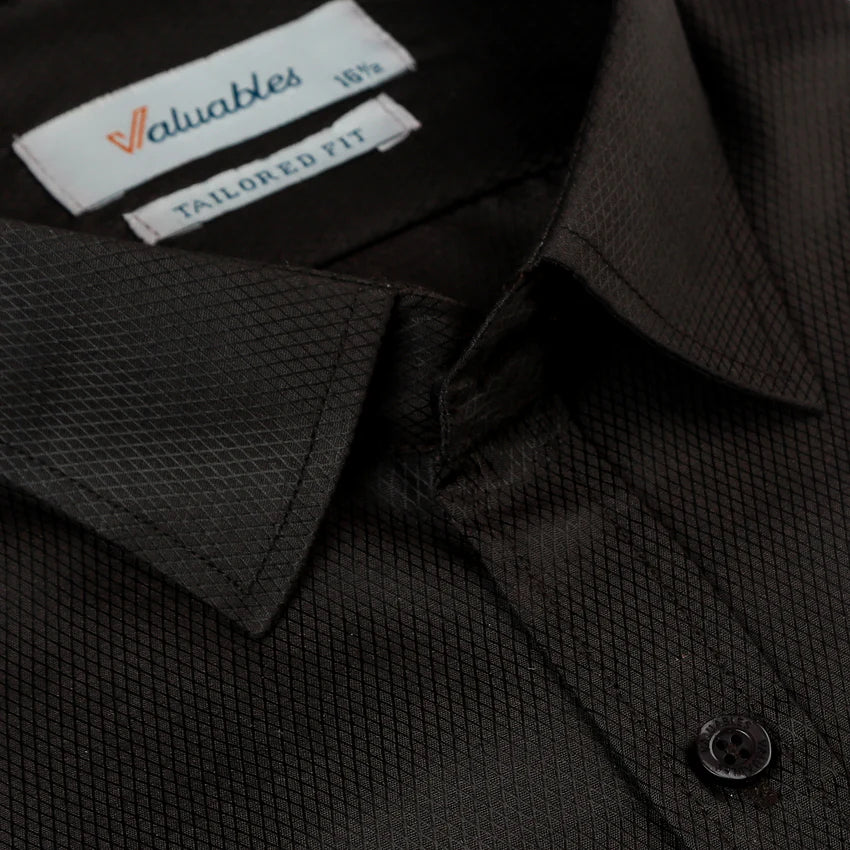 Valuable Men's Formal Dobby Shirt - Dark Brown