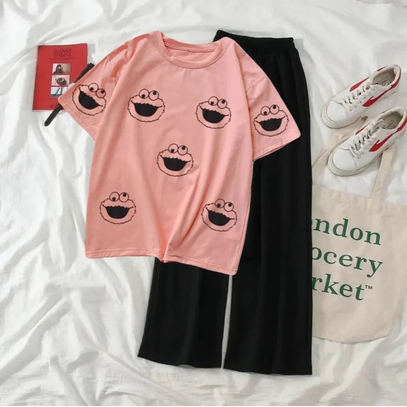 Casual Comfy T-Shirt & Wide-Leg Pants Set
