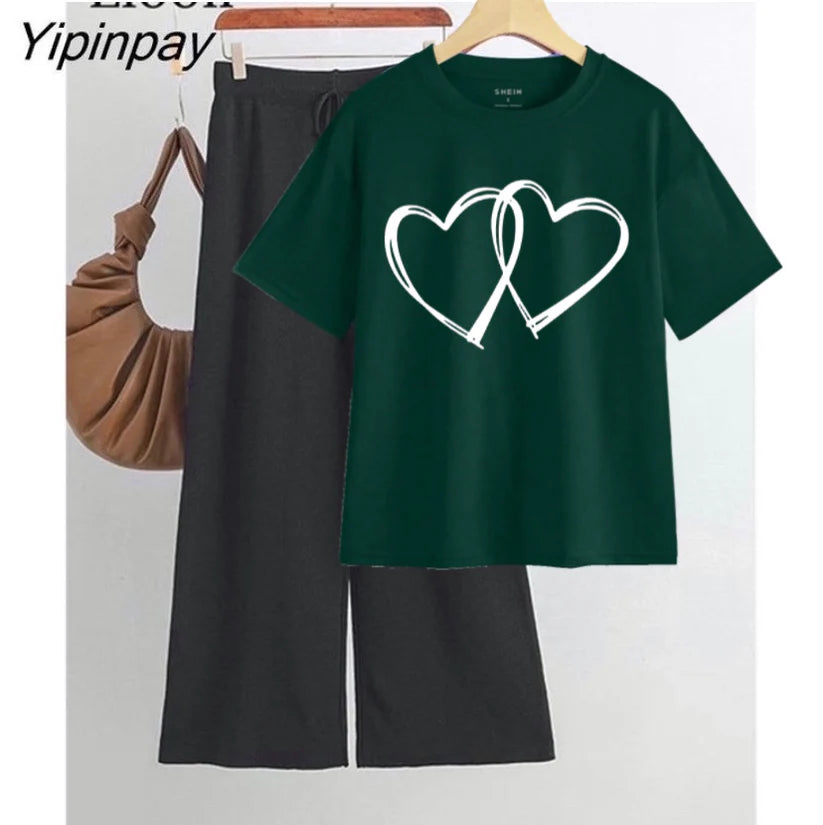 Casual Comfy T-Shirt & Wide-Leg Pants Set