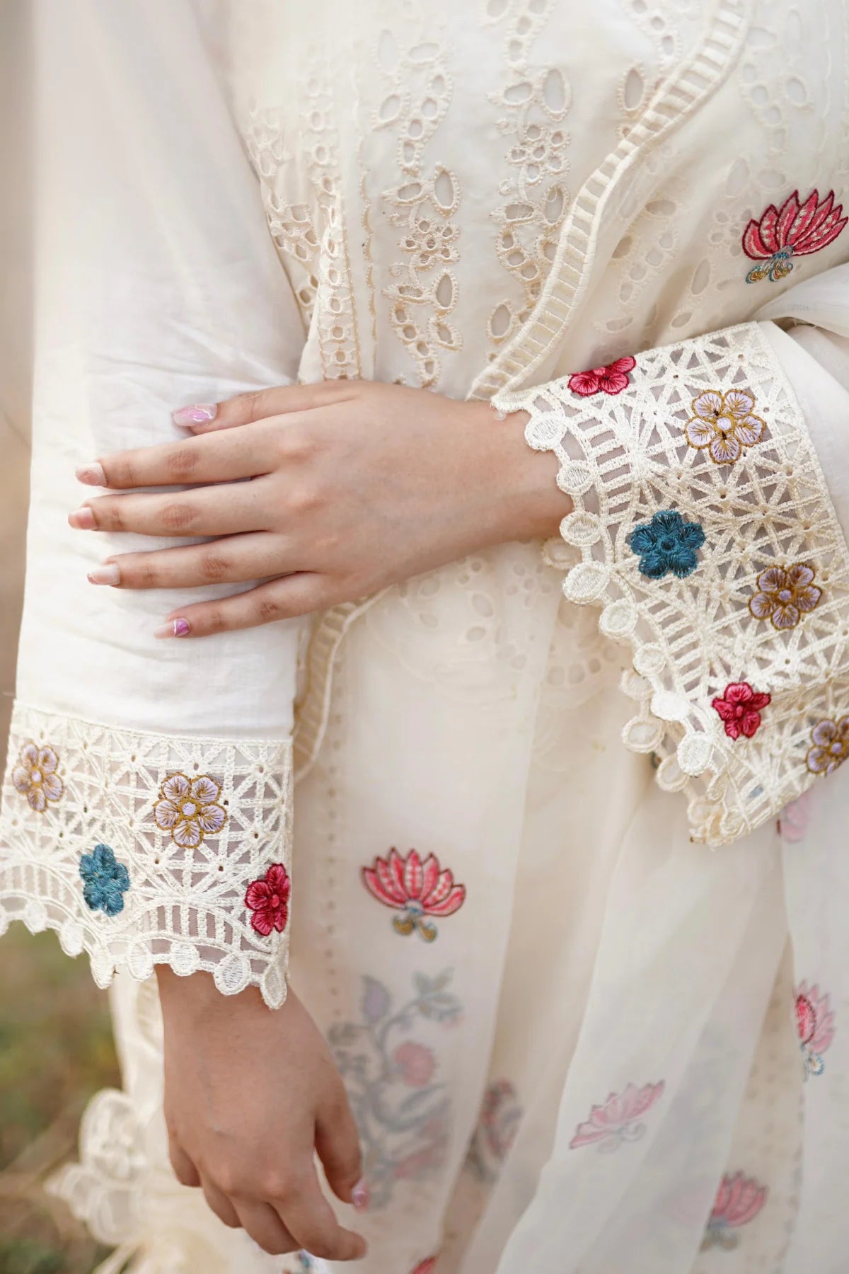 3 Piece Embroidered Chicken Kari Cotton Suit