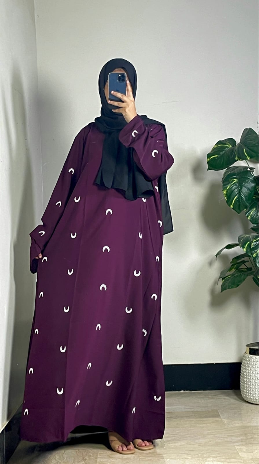 Plum Moon Embroidered Abaya