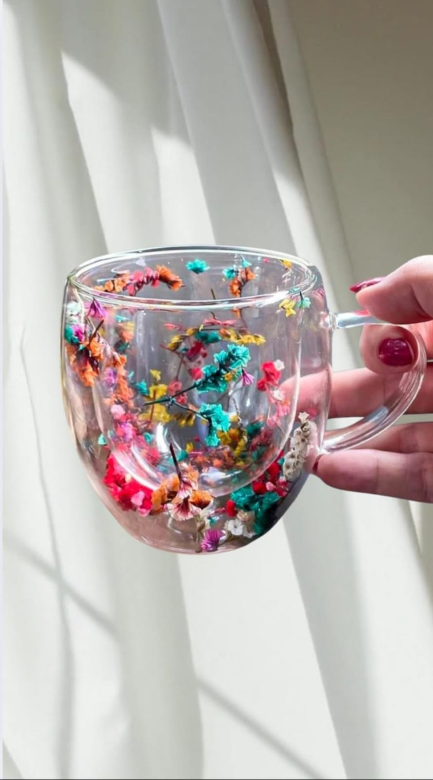 Double Wall Glass Floral Cup