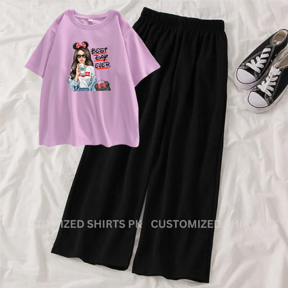 Casual Comfy T-Shirt & Wide-Leg Pants Set"