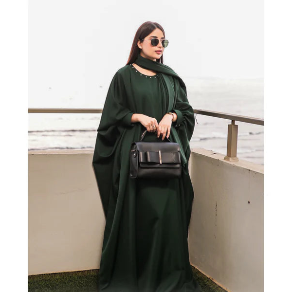 Cuff Sleeve Abaya (Emerald Green)